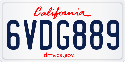 CA license plate 6VDG889
