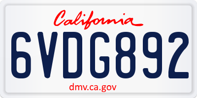 CA license plate 6VDG892