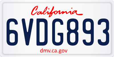 CA license plate 6VDG893