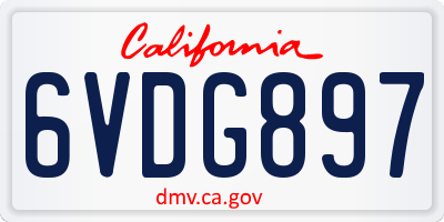 CA license plate 6VDG897