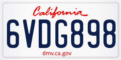 CA license plate 6VDG898