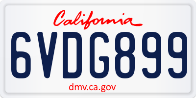CA license plate 6VDG899