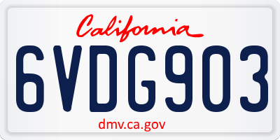 CA license plate 6VDG903
