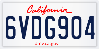 CA license plate 6VDG904