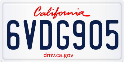 CA license plate 6VDG905