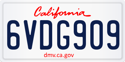 CA license plate 6VDG909