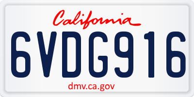 CA license plate 6VDG916