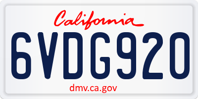 CA license plate 6VDG920
