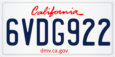 CA license plate 6VDG922