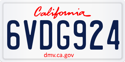 CA license plate 6VDG924