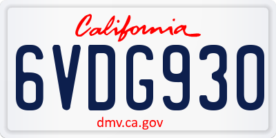 CA license plate 6VDG930