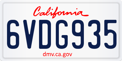 CA license plate 6VDG935