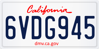 CA license plate 6VDG945