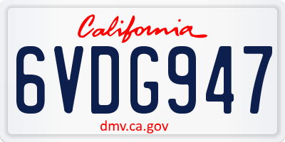 CA license plate 6VDG947