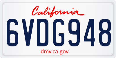 CA license plate 6VDG948