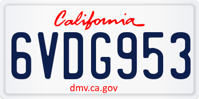 CA license plate 6VDG953