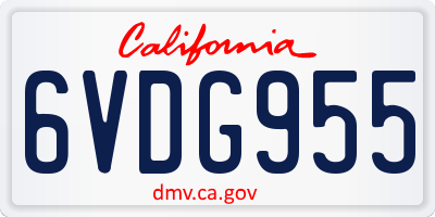 CA license plate 6VDG955