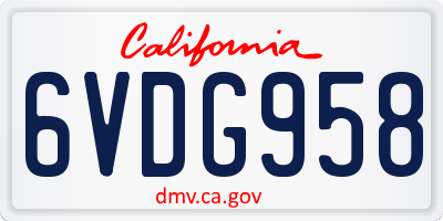 CA license plate 6VDG958