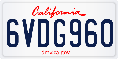CA license plate 6VDG960