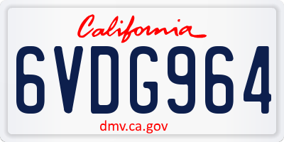 CA license plate 6VDG964