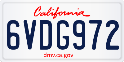 CA license plate 6VDG972