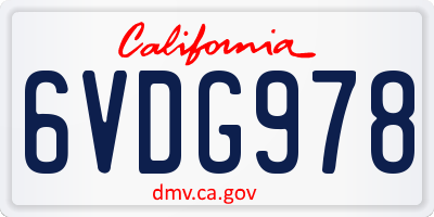 CA license plate 6VDG978