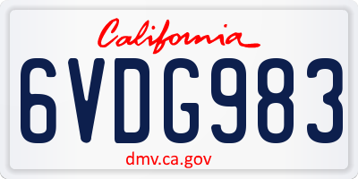 CA license plate 6VDG983