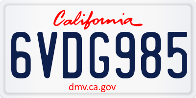 CA license plate 6VDG985