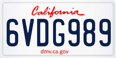 CA license plate 6VDG989
