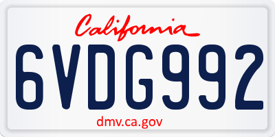 CA license plate 6VDG992