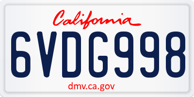 CA license plate 6VDG998