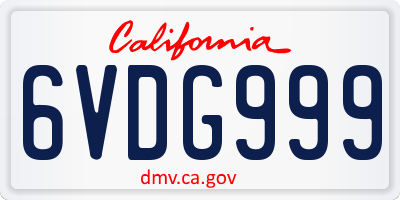 CA license plate 6VDG999