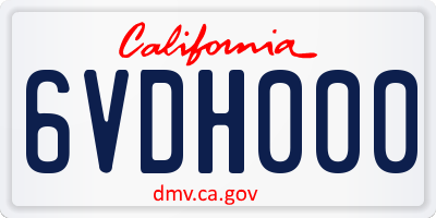 CA license plate 6VDH000
