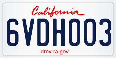 CA license plate 6VDH003