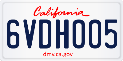 CA license plate 6VDH005