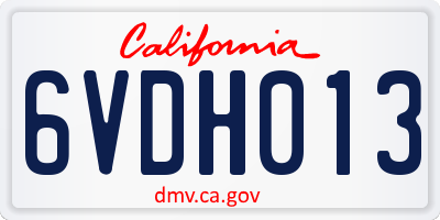 CA license plate 6VDH013