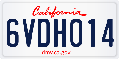 CA license plate 6VDH014
