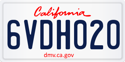 CA license plate 6VDH020