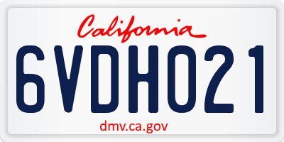 CA license plate 6VDH021