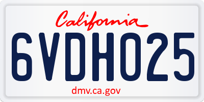 CA license plate 6VDH025