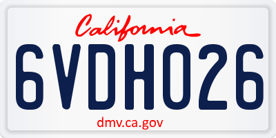 CA license plate 6VDH026
