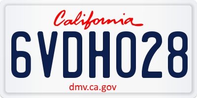 CA license plate 6VDH028