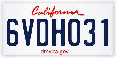 CA license plate 6VDH031