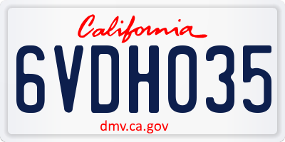 CA license plate 6VDH035
