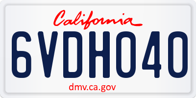 CA license plate 6VDH040