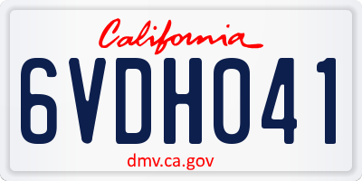 CA license plate 6VDH041