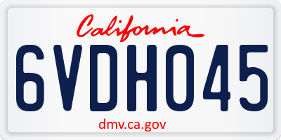 CA license plate 6VDH045
