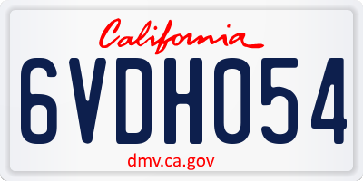 CA license plate 6VDH054