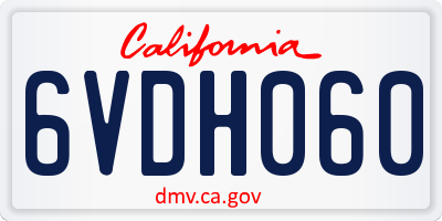 CA license plate 6VDH060