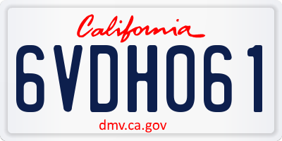 CA license plate 6VDH061